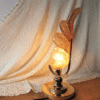 Lámpara de mesa Orrefors hoja cristal rosa antiguo